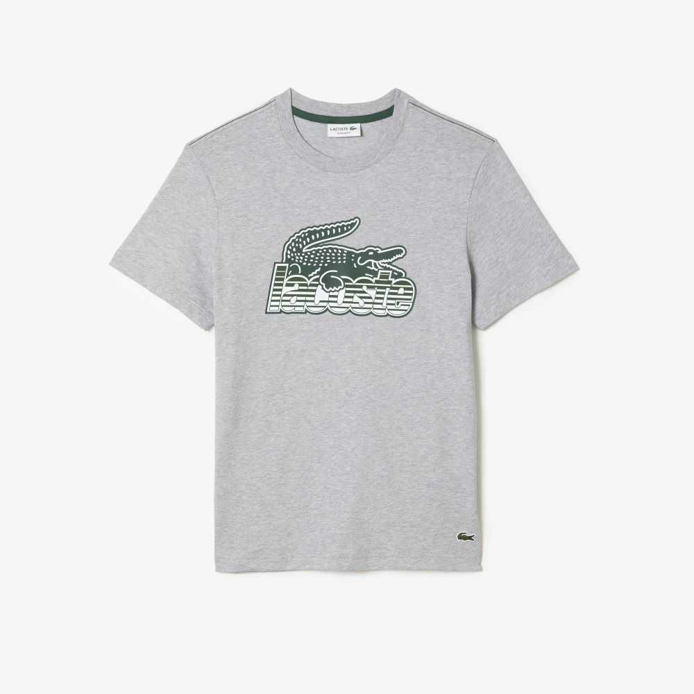 Lacoste Cotton Jersey Print T-Shirt Grey Chine | BPZT-15289