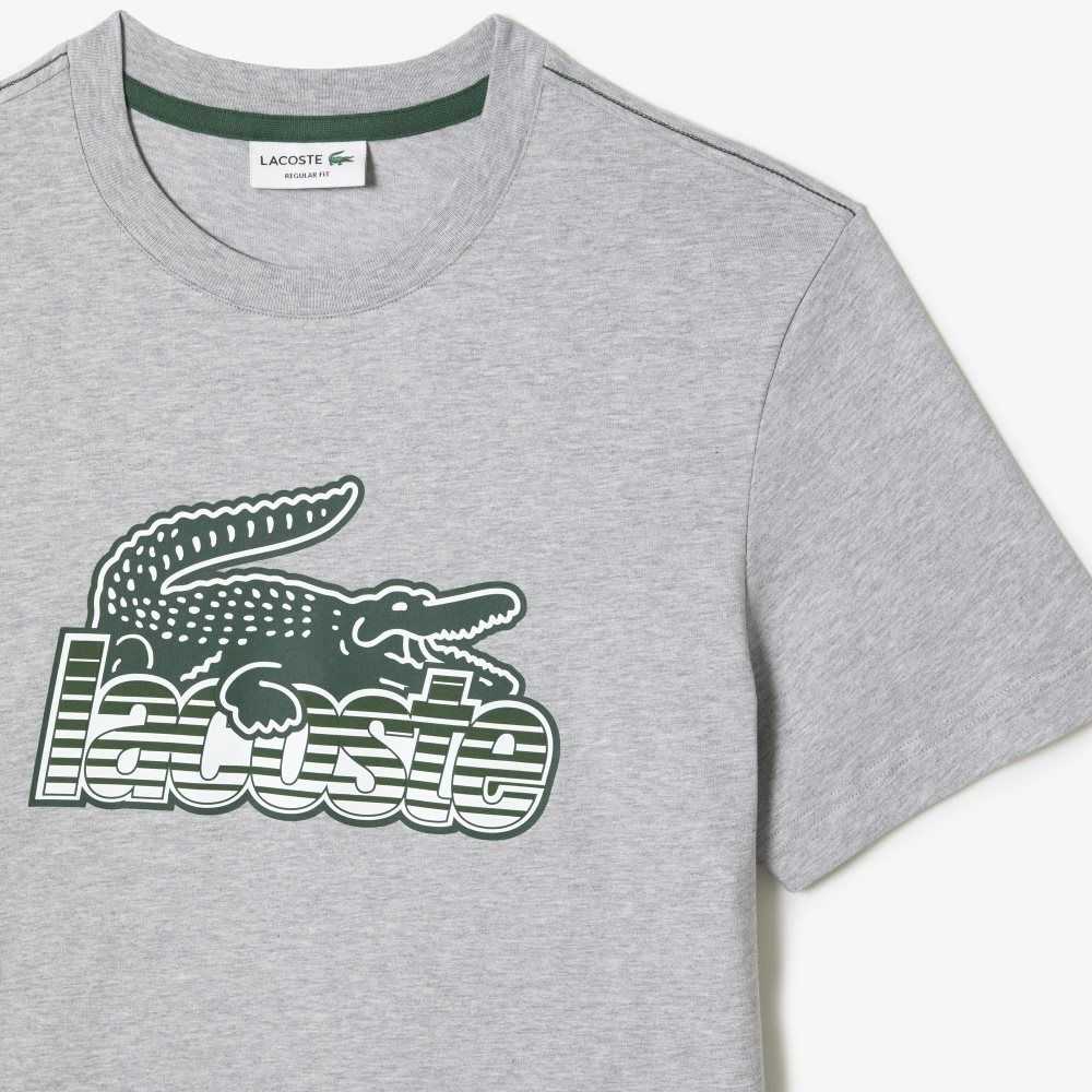 Lacoste Cotton Jersey Print T-Shirt Grey Chine | BPZT-15289