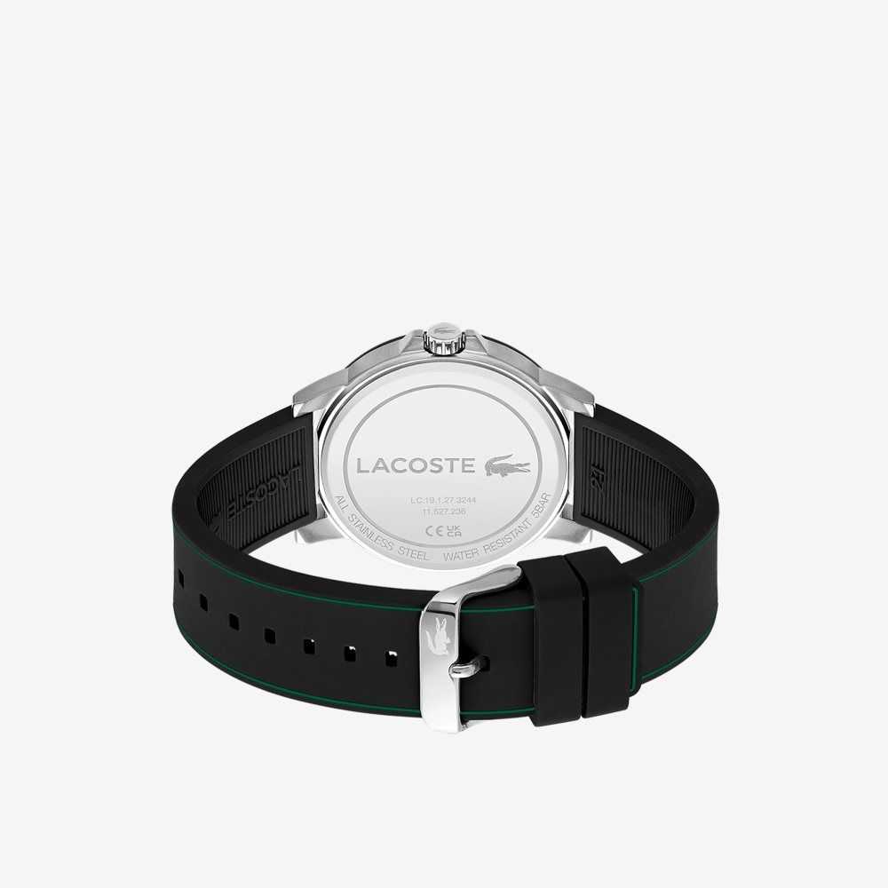 Lacoste Court 3 Hands Black Silicone Watch Black | EIRC-69452