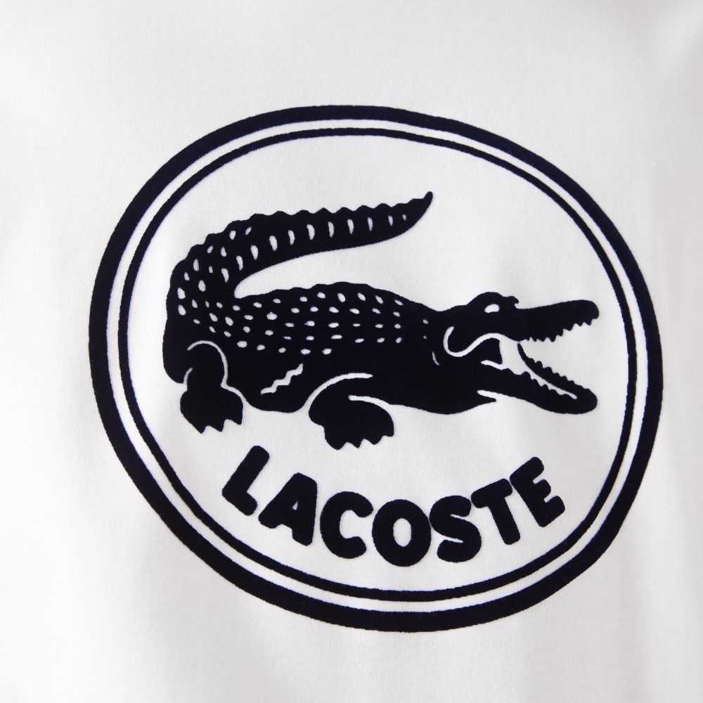 Lacoste Crew Neck 3D Printed logo Cotton T-Shirt White | EQBS-09263