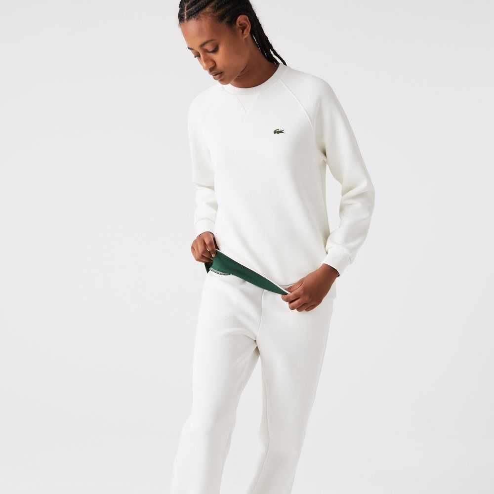 Lacoste Crew Neck Cotton Blend Sweatshirt White | GHZV-12860