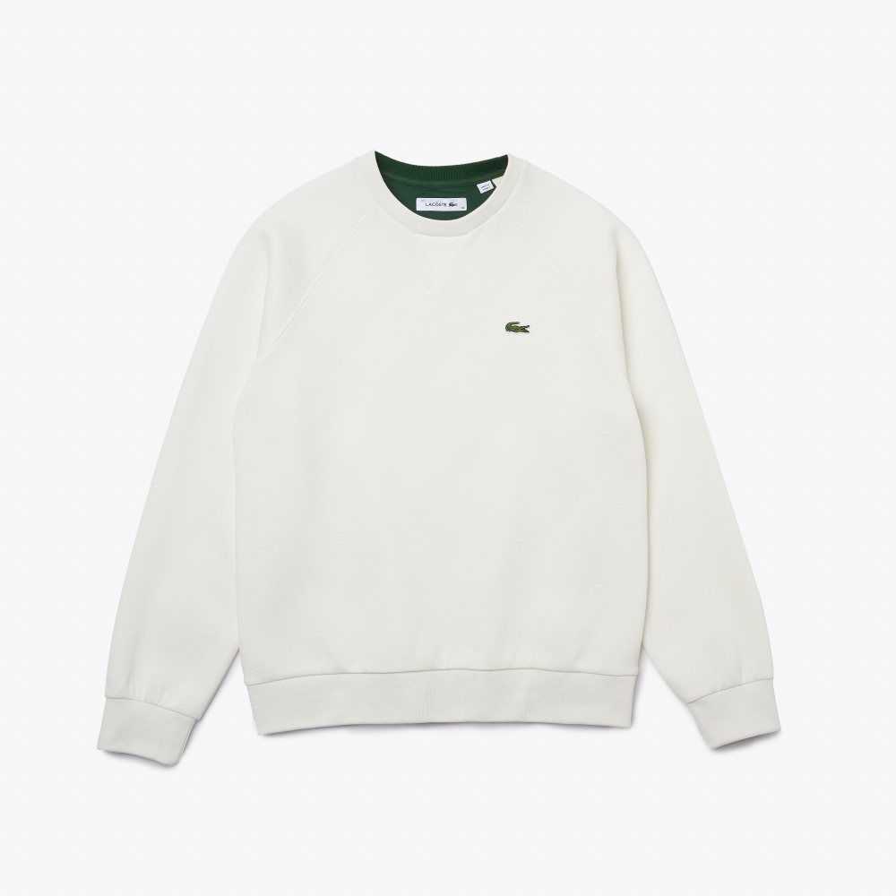 Lacoste Crew Neck Cotton Blend Sweatshirt White | GHZV-12860