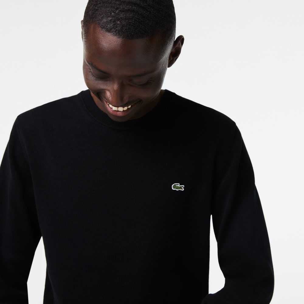 Lacoste Crew Neck Cotton Sweater Black | KDYQ-82709