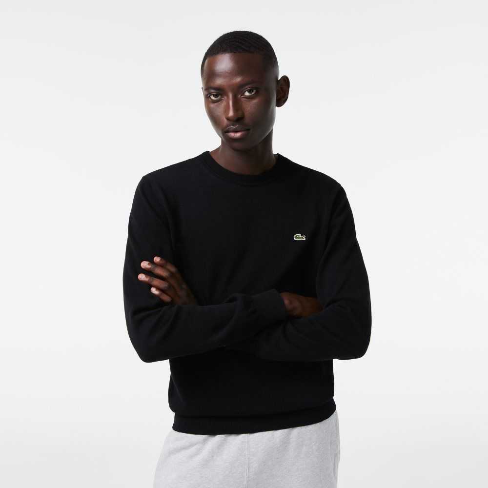 Lacoste Crew Neck Cotton Sweater Black | KDYQ-82709