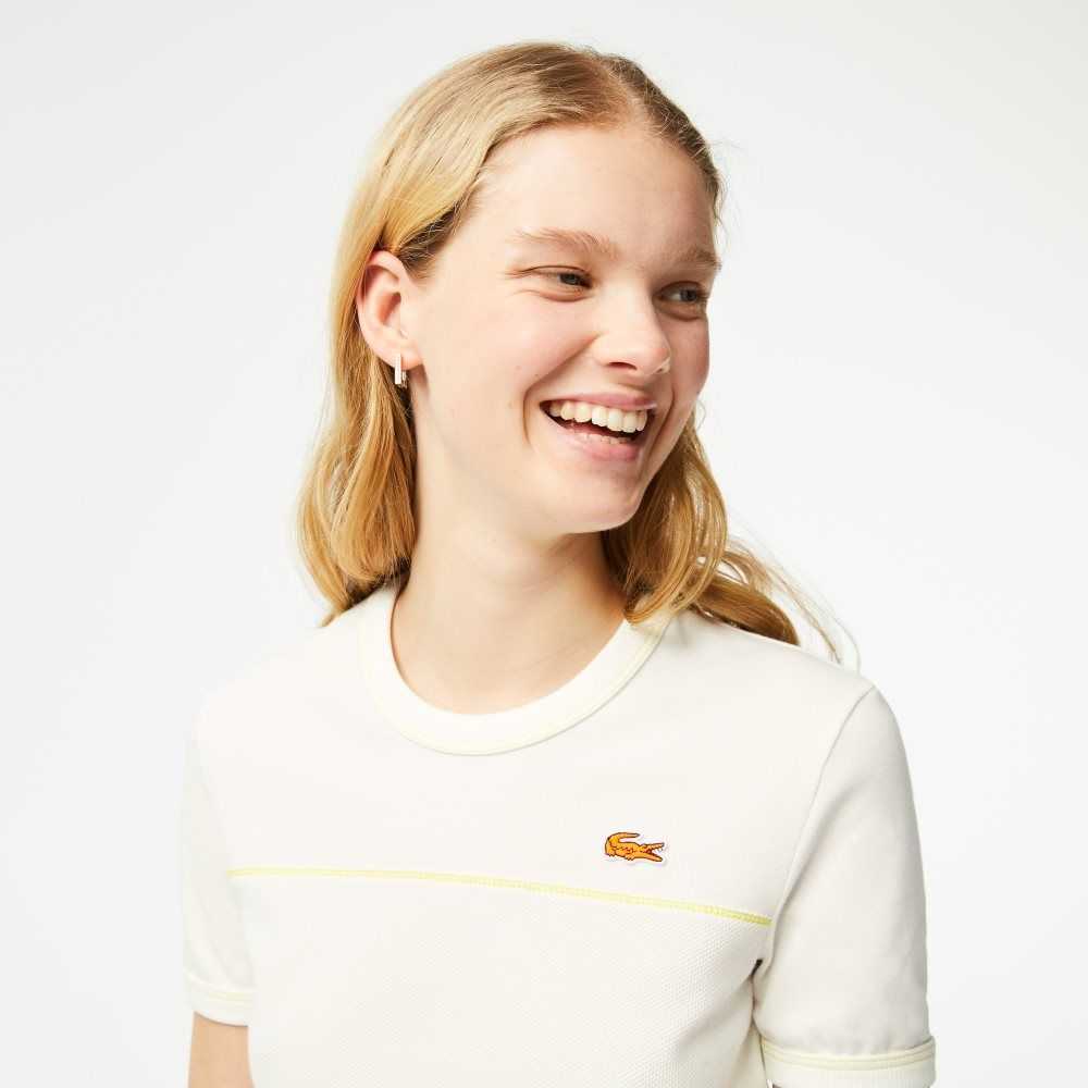 Lacoste Crew Neck French Made Organic Cotton Pique T-Shirt White | BJFA-03419