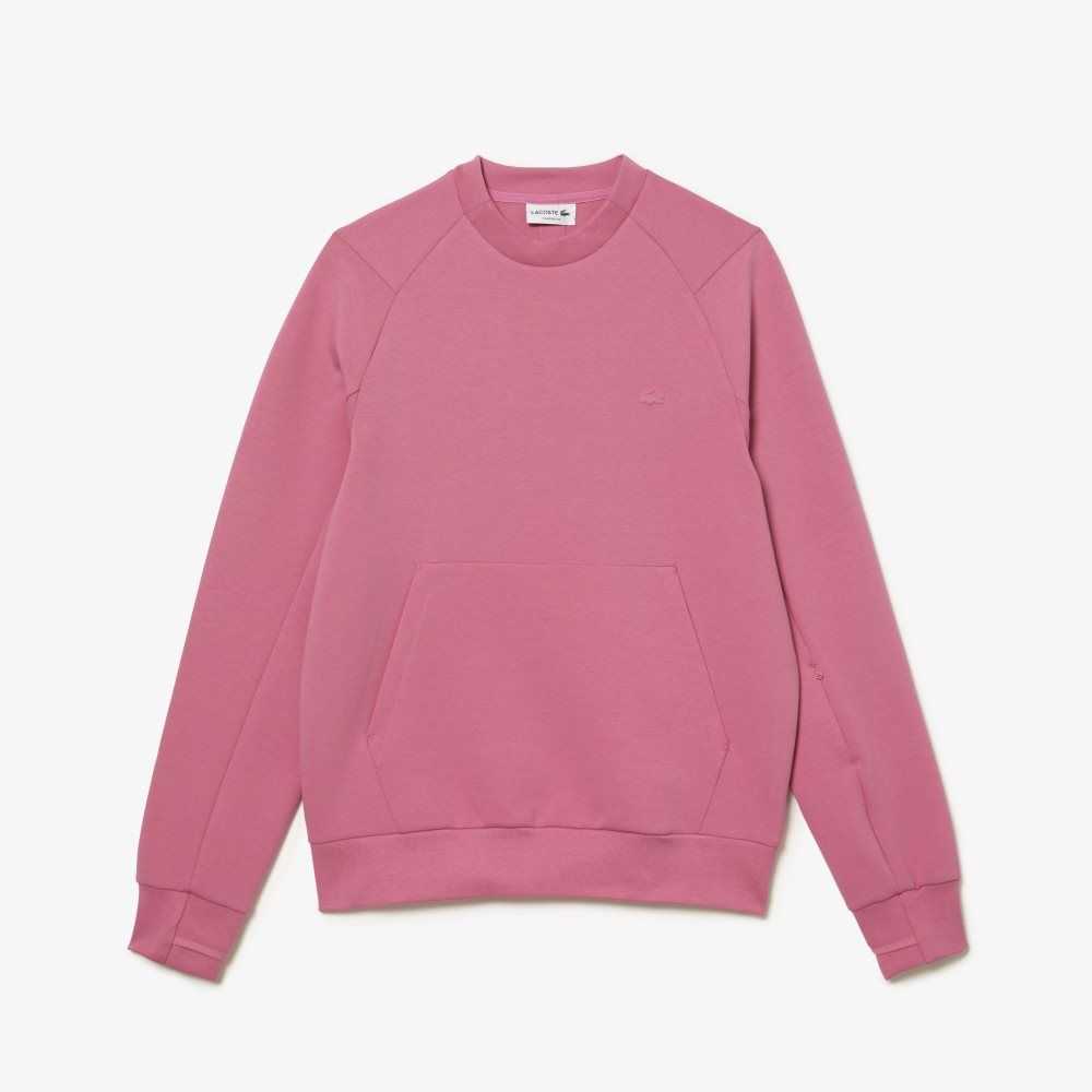 Lacoste Crew Neck Kangaroo Pocket Cotton Blend Sweatshirt Pink | DBHL-80736