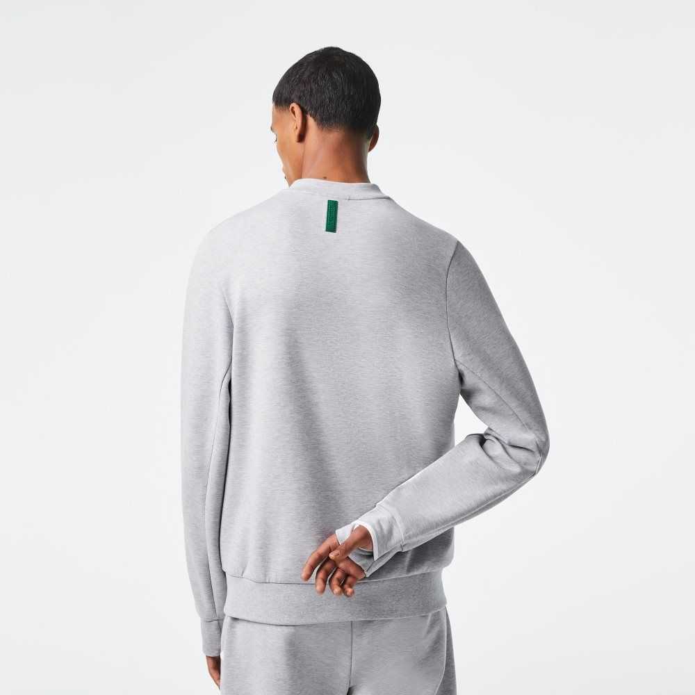 Lacoste Crew Neck Kangaroo Pocket Cotton Blend Sweatshirt Grey Chine | GDSV-53716
