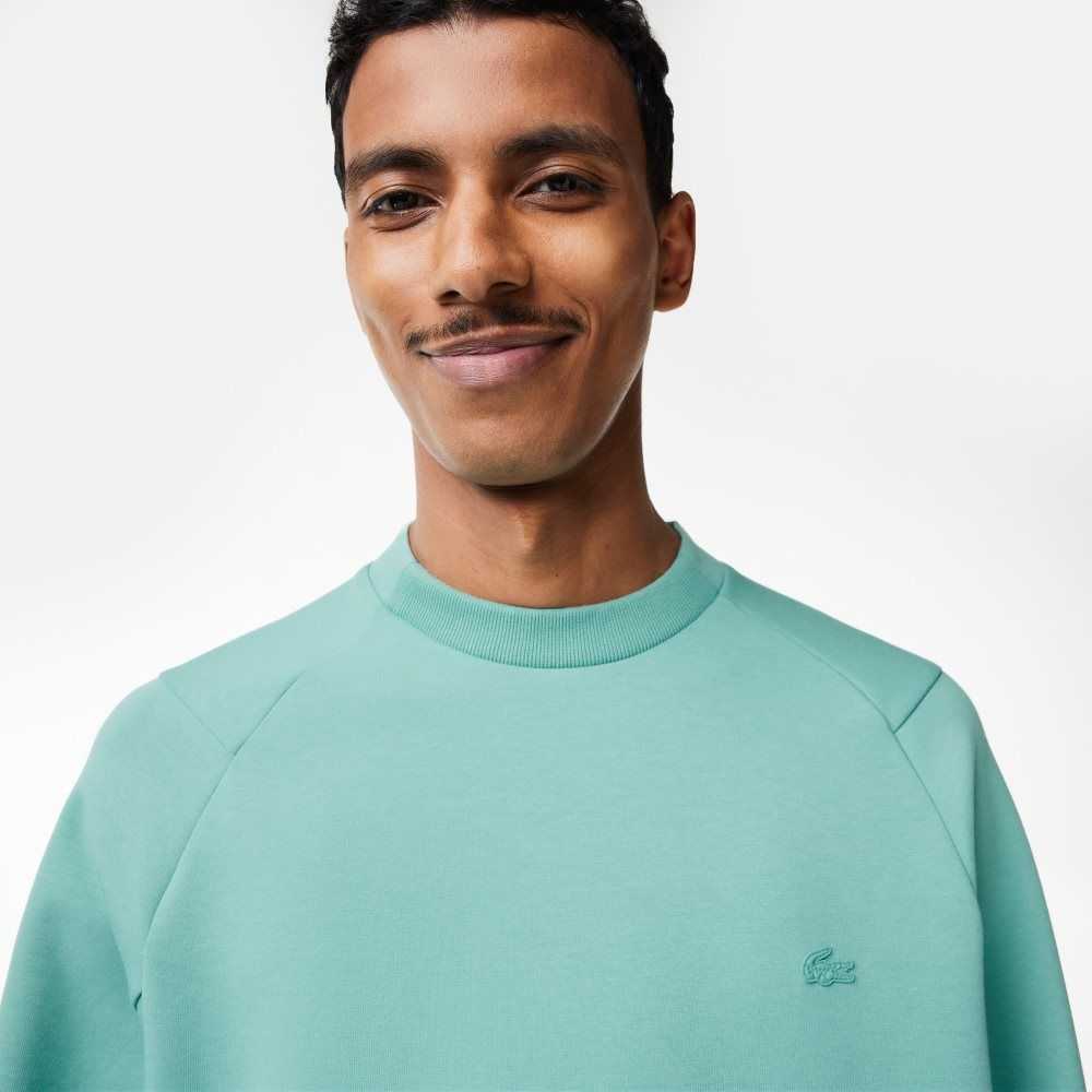 Lacoste Crew Neck Kangaroo Pocket Cotton Blend Sweatshirt Mint | POIU-50476