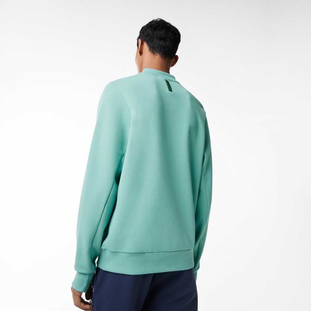 Lacoste Crew Neck Kangaroo Pocket Cotton Blend Sweatshirt Mint | POIU-50476