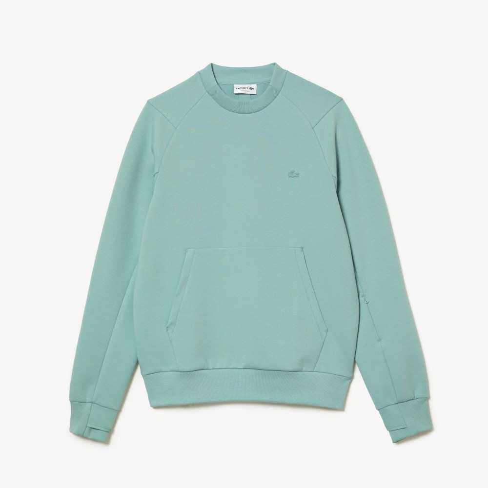 Lacoste Crew Neck Kangaroo Pocket Cotton Blend Sweatshirt Mint | POIU-50476
