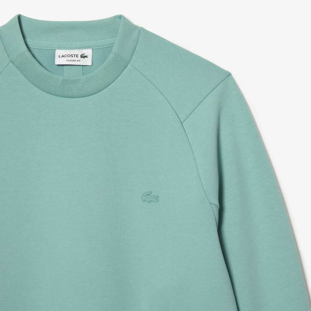 Lacoste Crew Neck Kangaroo Pocket Cotton Blend Sweatshirt Mint | POIU-50476