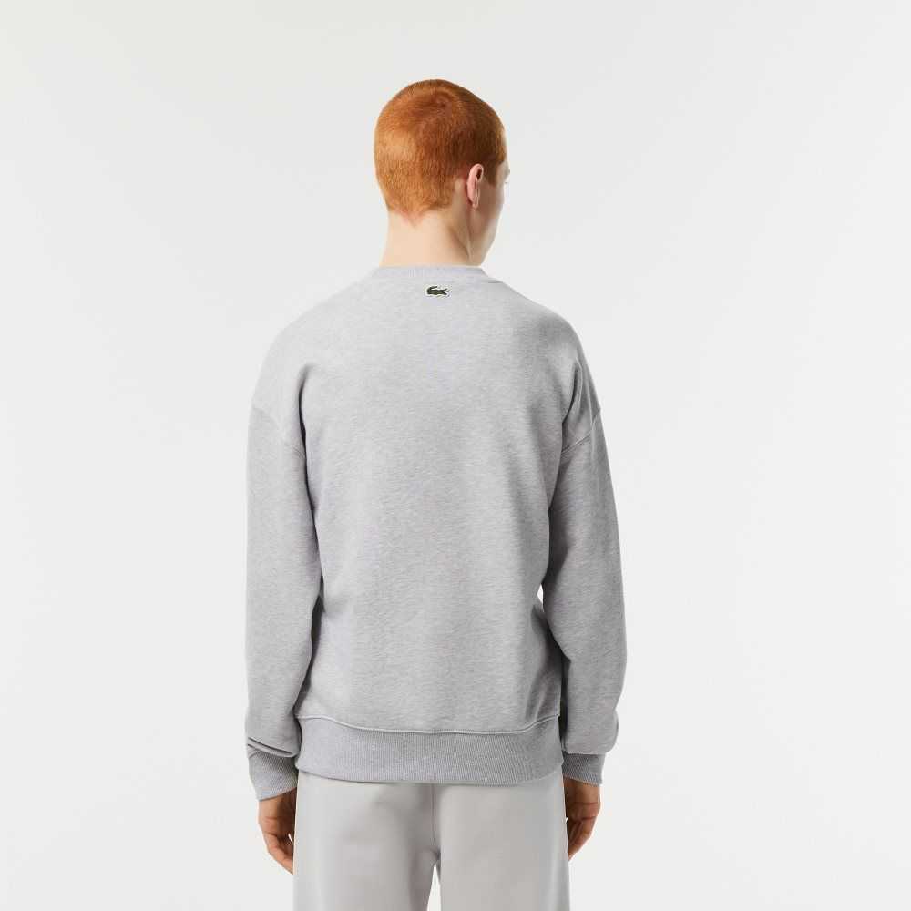 Lacoste Crew Neck Loose Fit Croc Print Sweatshirt Grey Chine | HKYC-76093