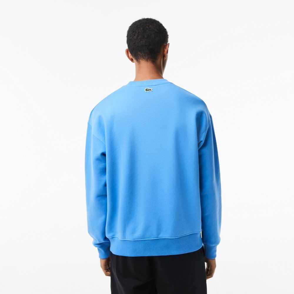 Lacoste Crew Neck Loose Fit Croc Print Sweatshirt Blue | XYLR-14038