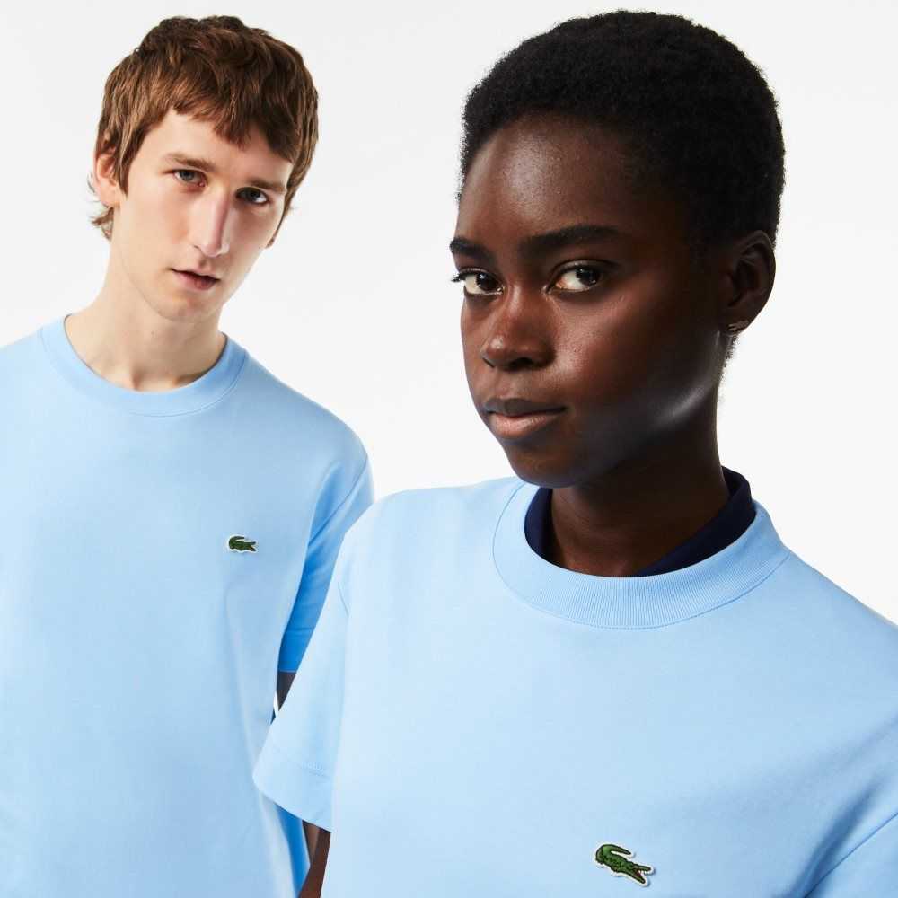 Lacoste Crew Neck Organic Cotton T-Shirt Blue | MZBL-82063