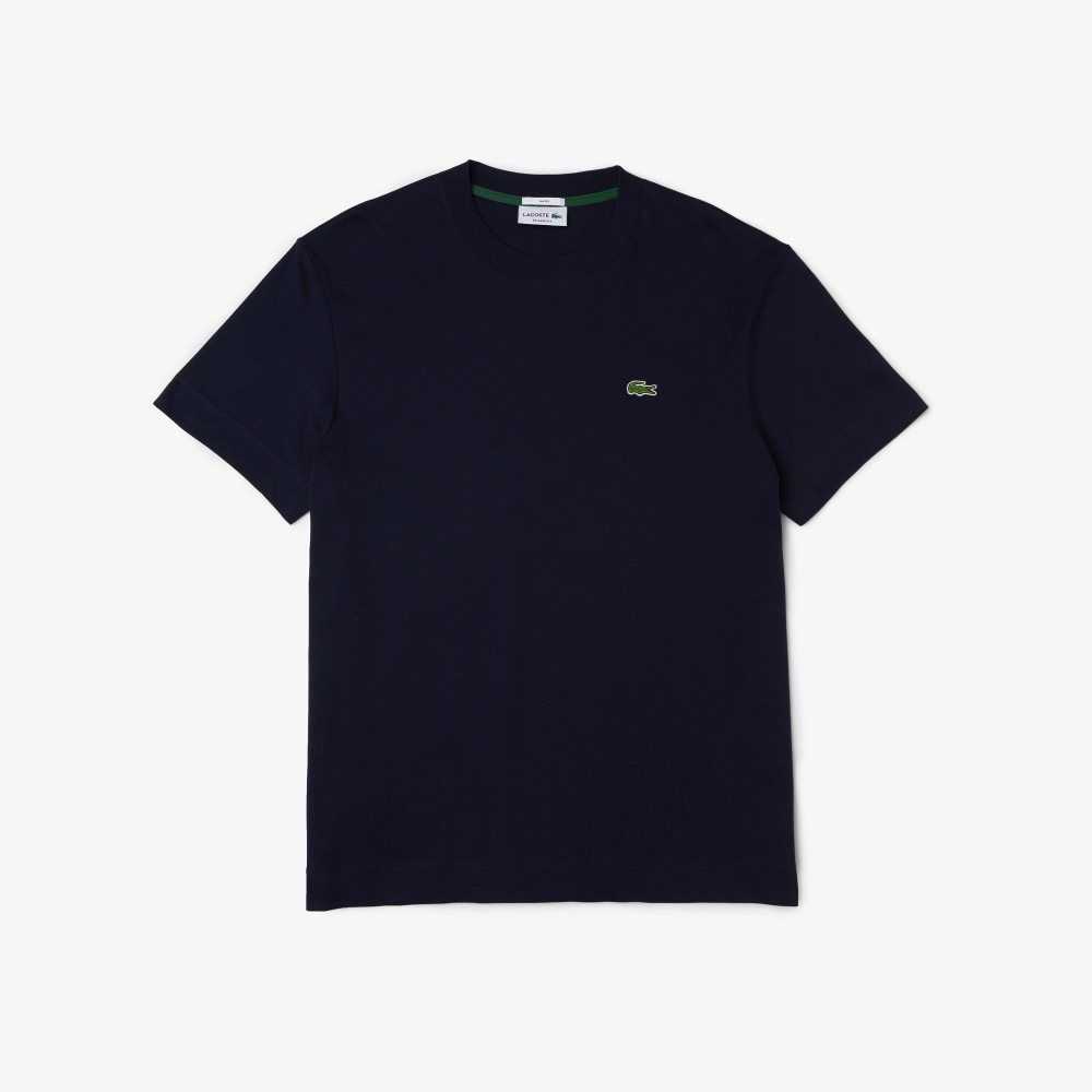 Lacoste Crew Neck Organic Cotton T-Shirt Navy Blue | WSYD-43725