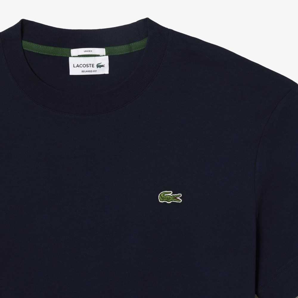 Lacoste Crew Neck Organic Cotton T-Shirt Navy Blue | WSYD-43725