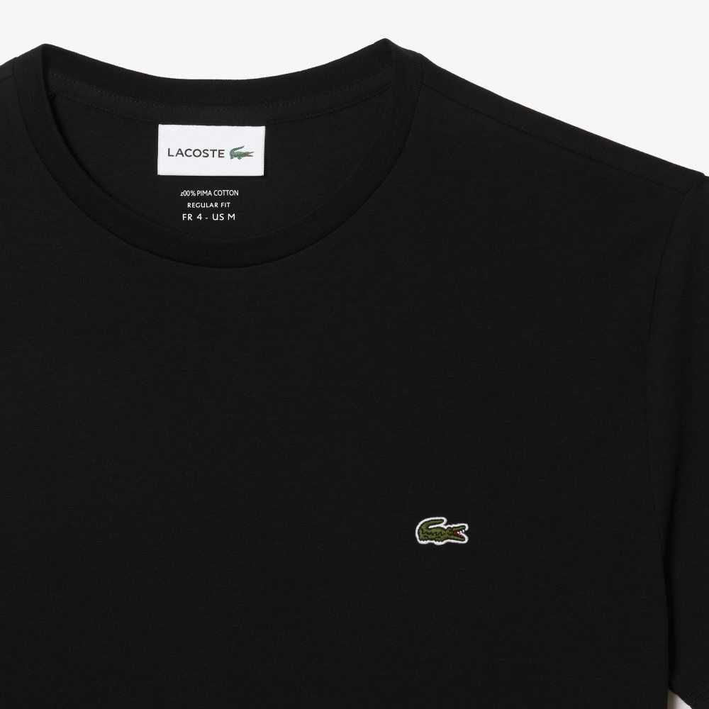 Lacoste Crew Neck Pima Cotton Jersey T-Shirt Black | FMYX-12037