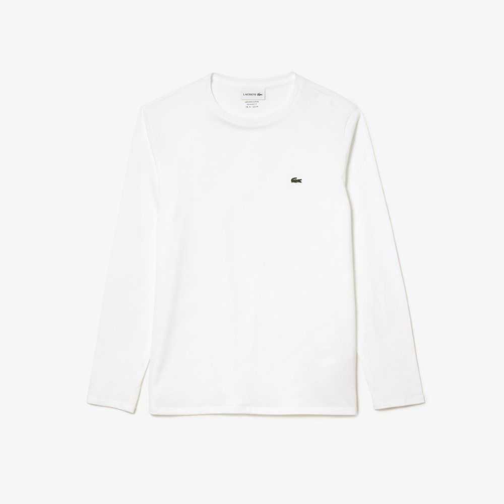Lacoste Crew Neck Pima Cotton Jersey T-Shirt White | GLUW-61023