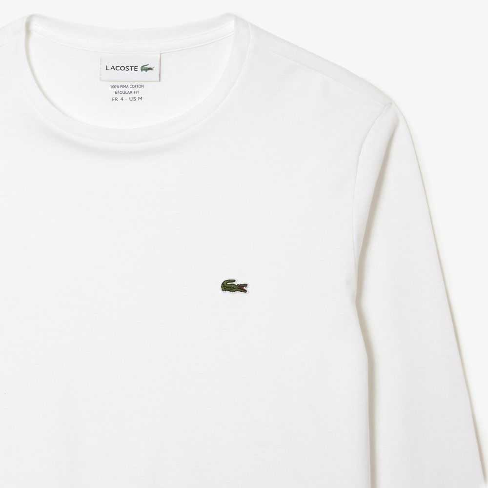 Lacoste Crew Neck Pima Cotton Jersey T-Shirt White | GLUW-61023