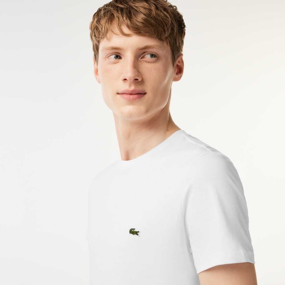 Lacoste Crew Neck Pima Cotton Jersey T-Shirt White | PHYK-78620