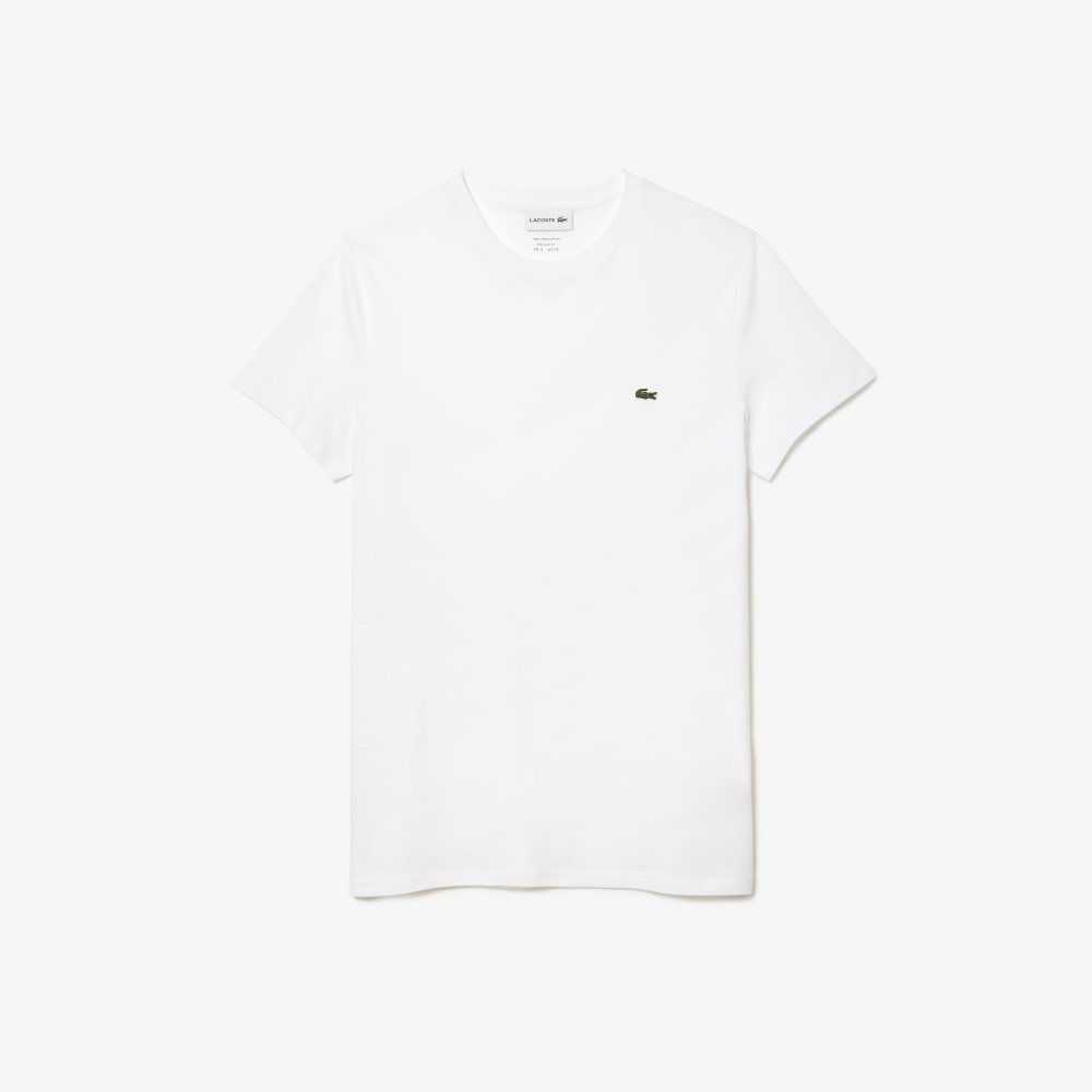 Lacoste Crew Neck Pima Cotton Jersey T-Shirt White | PHYK-78620