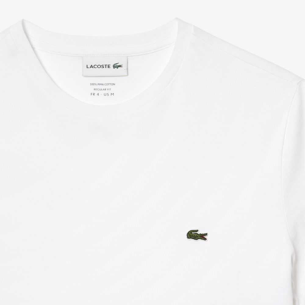 Lacoste Crew Neck Pima Cotton Jersey T-Shirt White | PHYK-78620