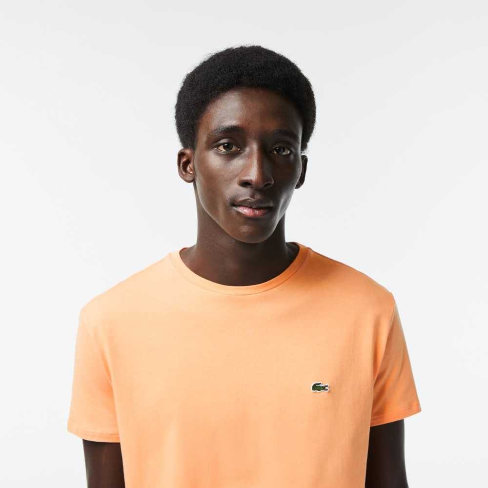 Lacoste Crew Neck Pima Cotton Jersey T-Shirt Light Orange | PRFT-27068