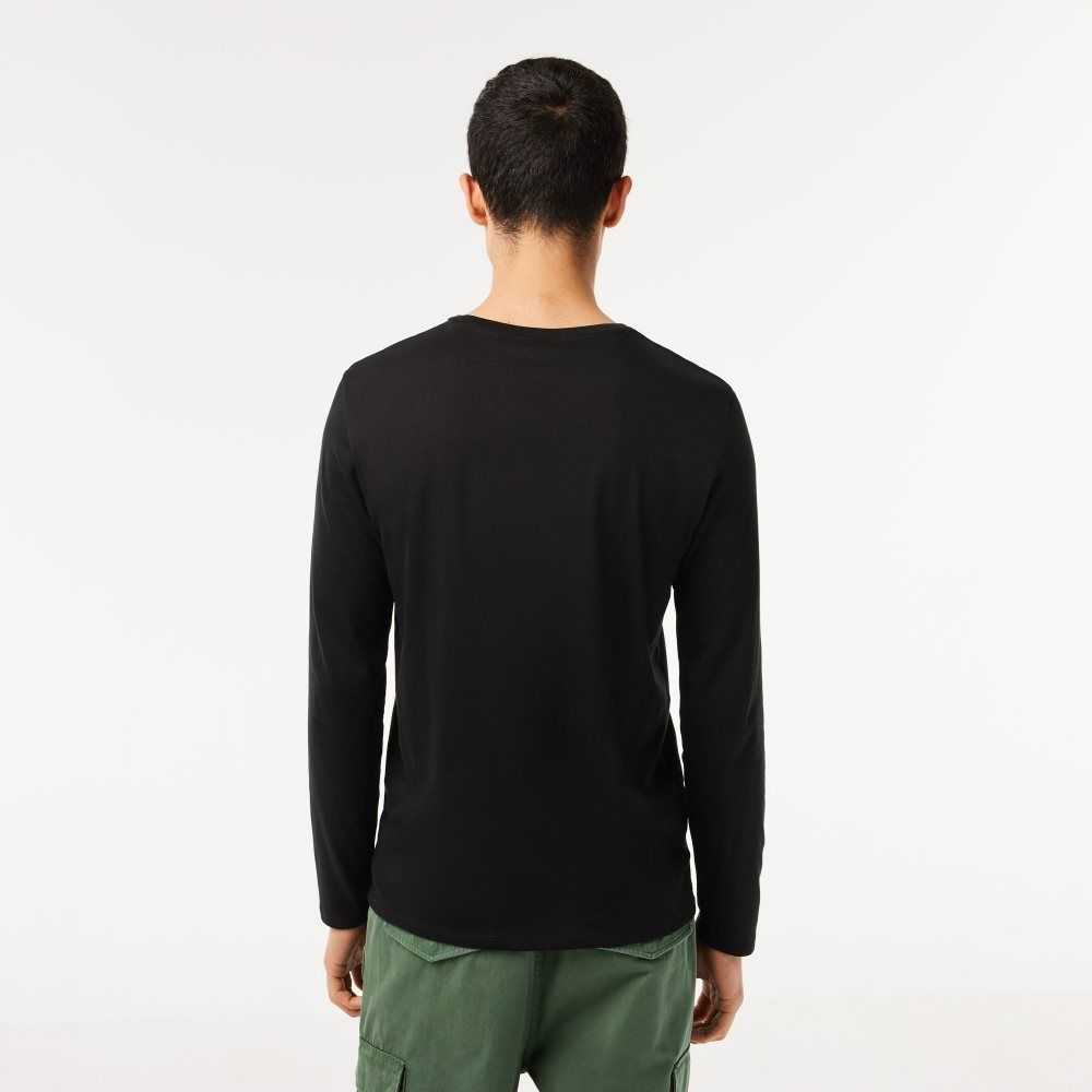 Lacoste Crew Neck Pima Cotton Jersey T-Shirt Black | PYZS-58701