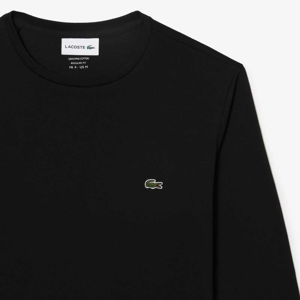 Lacoste Crew Neck Pima Cotton Jersey T-Shirt Black | PYZS-58701