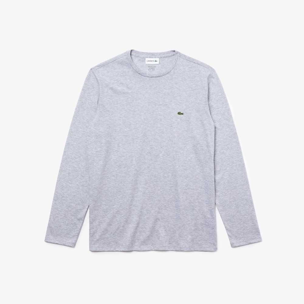 Lacoste Crew Neck Pima Cotton Jersey T-Shirt Grey Chine | RGVI-18375