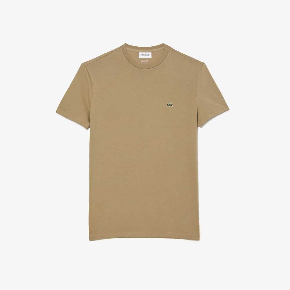 Lacoste Crew Neck Pima Cotton Jersey T-Shirt Beige | SEDB-35912