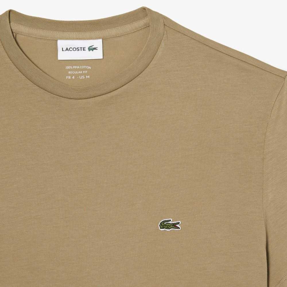 Lacoste Crew Neck Pima Cotton Jersey T-Shirt Beige | SEDB-35912