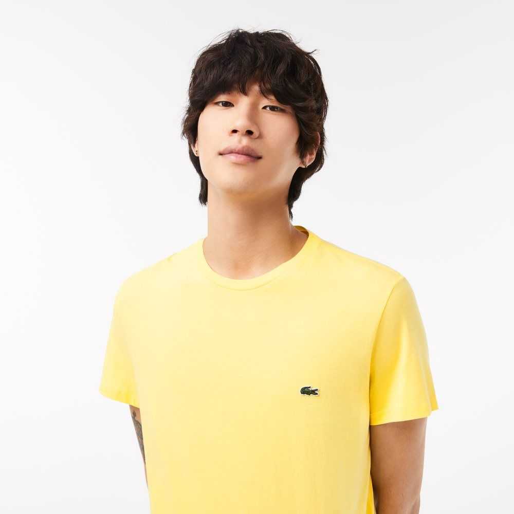 Lacoste Crew Neck Pima Cotton Jersey T-Shirt Yellow | TNPK-86032