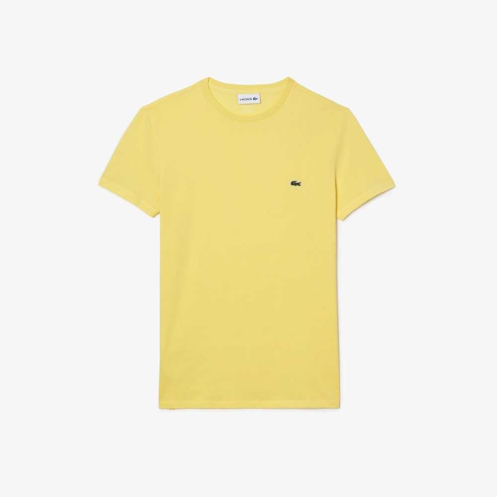 Lacoste Crew Neck Pima Cotton Jersey T-Shirt Yellow | TNPK-86032