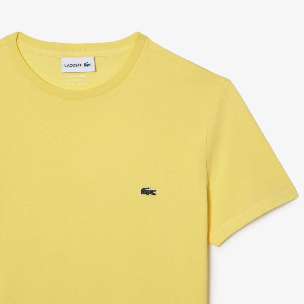 Lacoste Crew Neck Pima Cotton Jersey T-Shirt Yellow | TNPK-86032