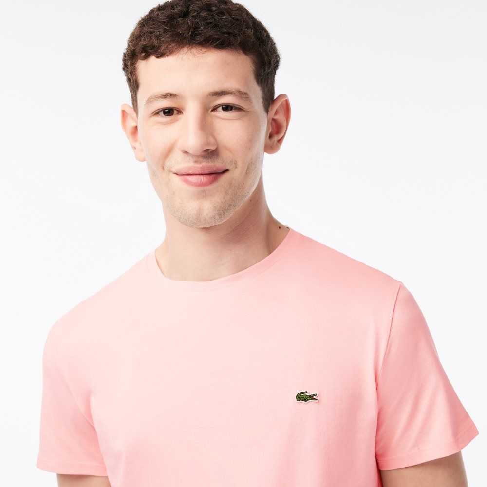 Lacoste Crew Neck Pima Cotton Jersey T-Shirt Pink | TXYM-40986