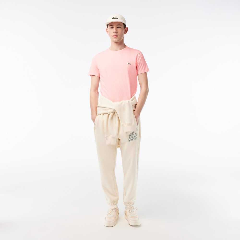 Lacoste Crew Neck Pima Cotton Jersey T-Shirt Pink | TXYM-40986