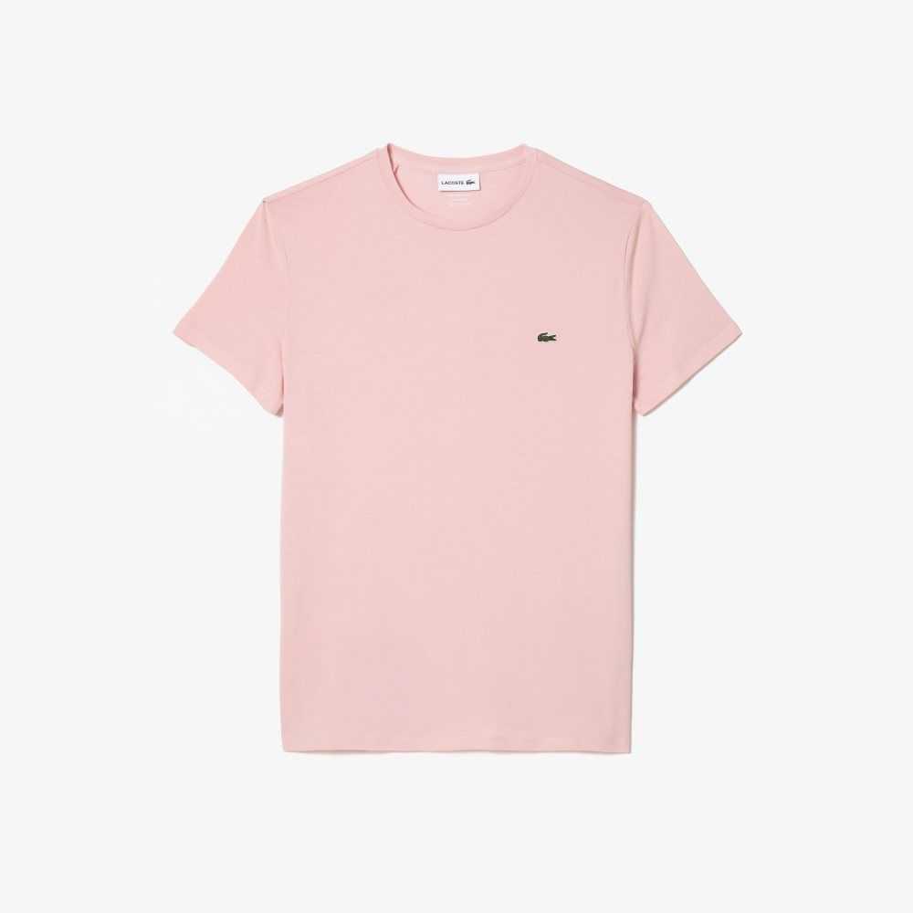 Lacoste Crew Neck Pima Cotton Jersey T-Shirt Pink | TXYM-40986