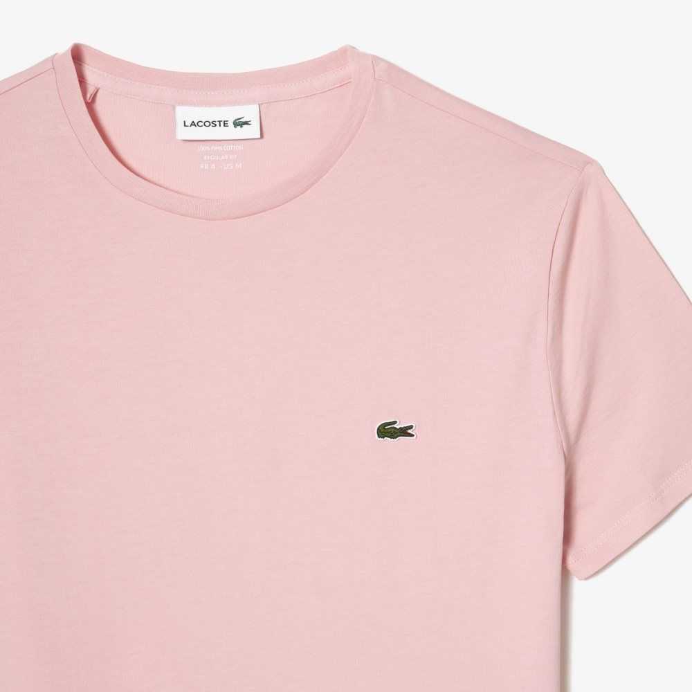 Lacoste Crew Neck Pima Cotton Jersey T-Shirt Pink | TXYM-40986