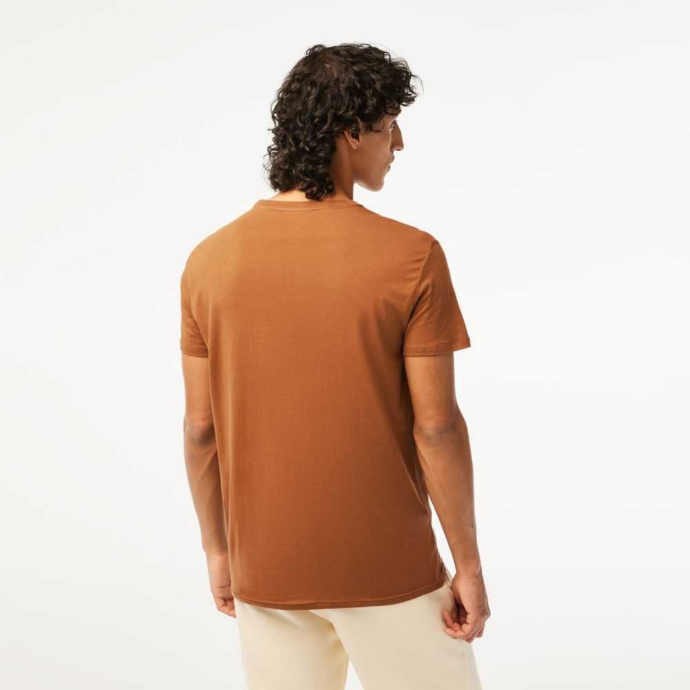 Lacoste Crew Neck Pima Cotton Jersey T-Shirt Light Brown | XCPA-45893