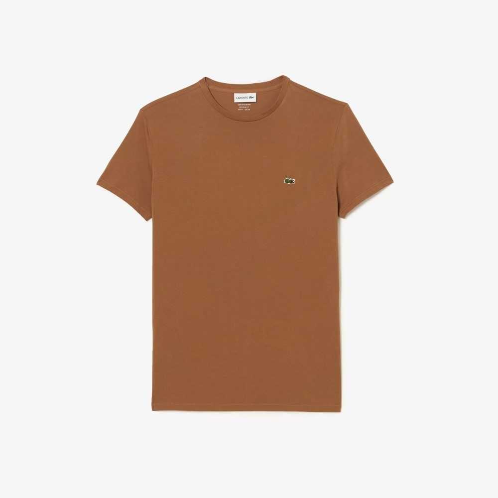 Lacoste Crew Neck Pima Cotton Jersey T-Shirt Light Brown | XCPA-45893