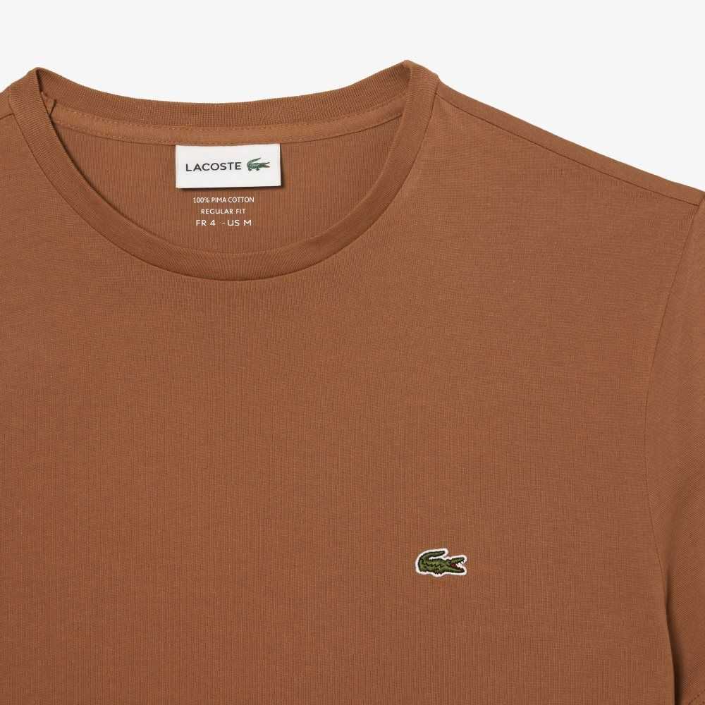 Lacoste Crew Neck Pima Cotton Jersey T-Shirt Light Brown | XCPA-45893