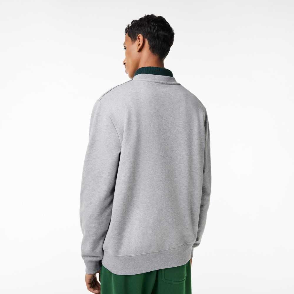 Lacoste Crew Neck Unbrushed Fleece Sweatshirt Grey Chine | RLZI-92374