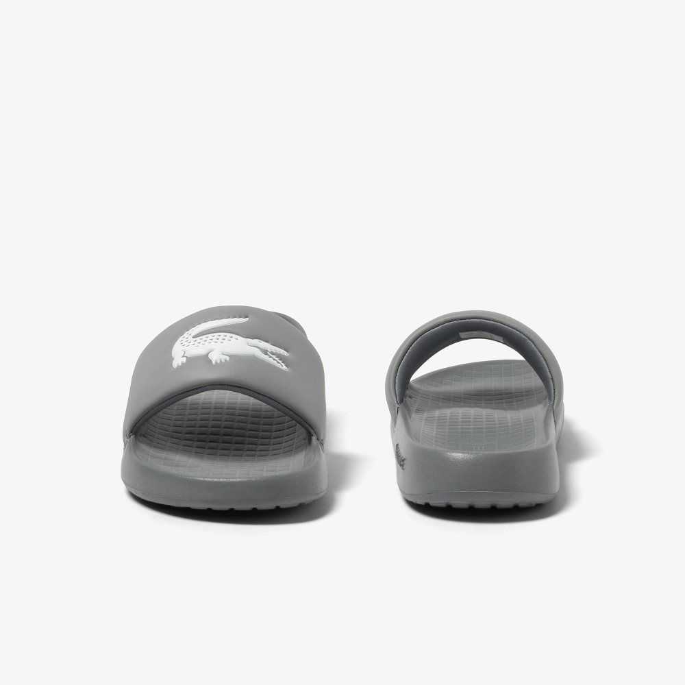 Lacoste Croco 1.0 Slides Grey/White | OWLE-84257