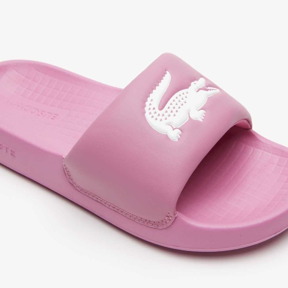 Lacoste Croco 1.0 Slides Pink/White | GUDS-51349