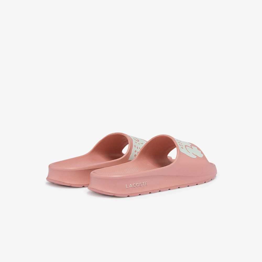 Lacoste Croco 2.0 Print Slides Light Pink/White | AYQU-59431