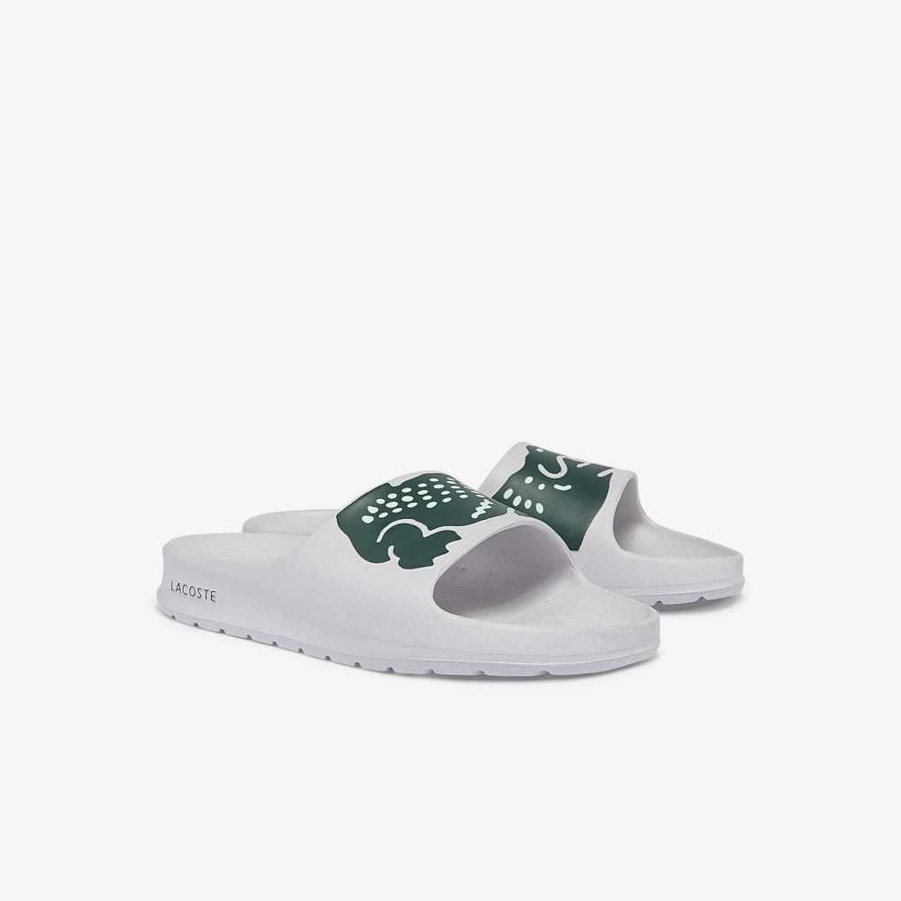 Lacoste Croco 2.0 Print Slides White/Dark Green | LKYC-37146