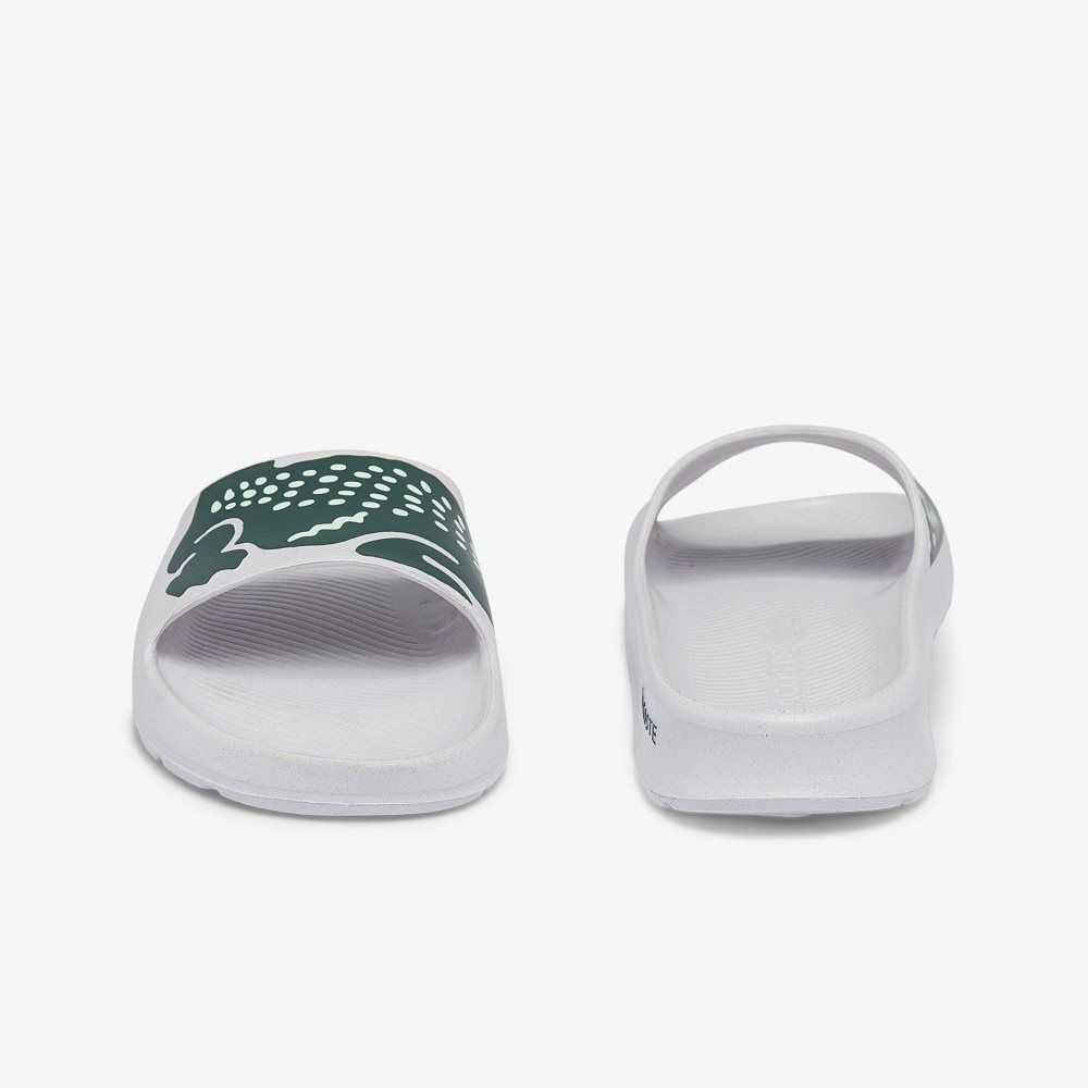 Lacoste Croco 2.0 Print Slides White/Dark Green | LKYC-37146