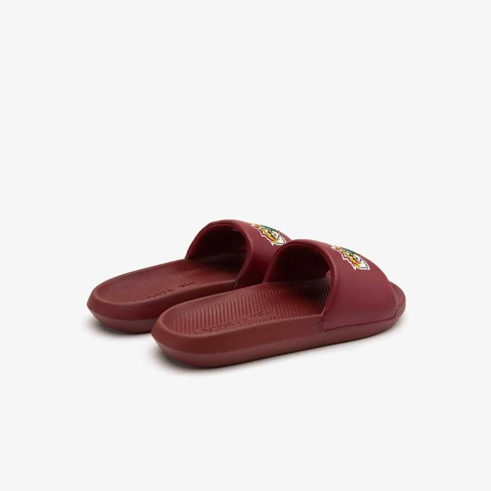 Lacoste Croco Slides Burg/Ylw | MKUV-08476