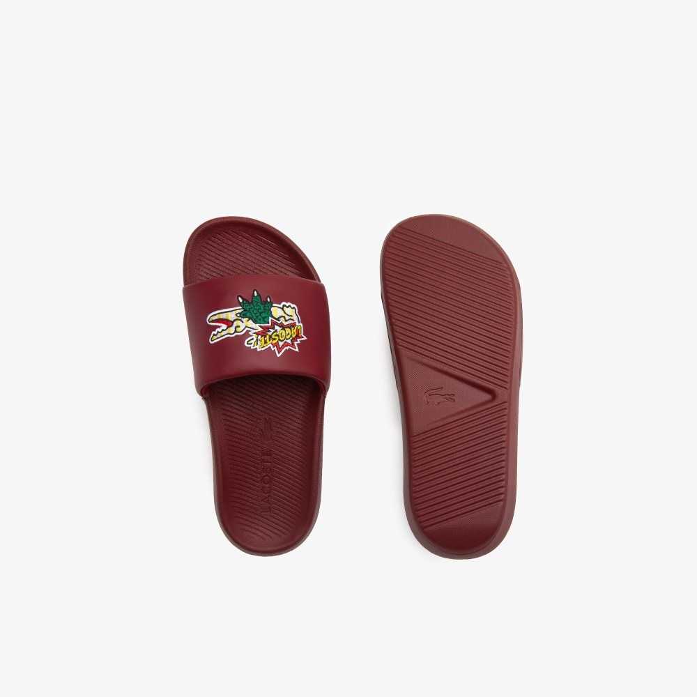 Lacoste Croco Slides Burg/Ylw | MKUV-08476